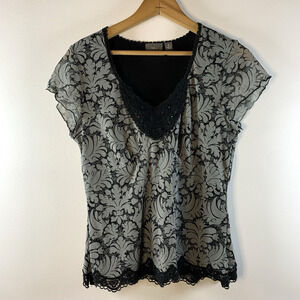 Apt 9 Women Y2K Babydoll Beaded Mesh Top Sz M Fairy Grunge Whimisgoth‎ Boho